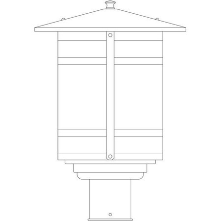 Arroyo Craftsman 11" Berkeley Long Body Post Mount, Pewter, Amber Mica Glass BP-11LM-P